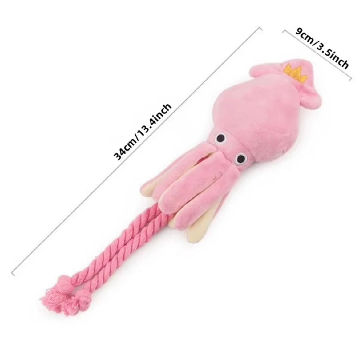 Pink SquiddyClean – Squeaky Rope Dog Toy