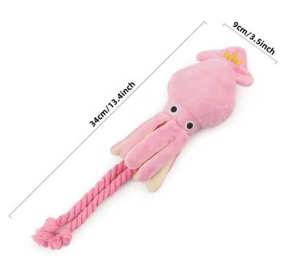 Pink SquiddyClean – Squeaky Rope Dog Toy