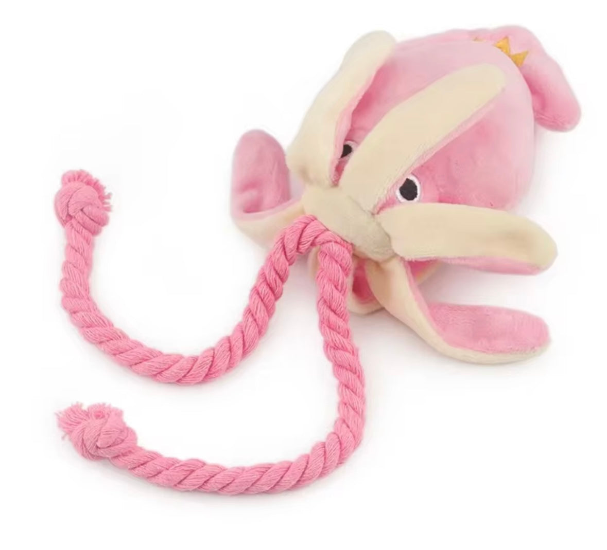 Pink SquiddyClean – Squeaky Rope Dog Toy