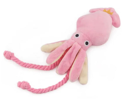 Pink SquiddyClean – Squeaky Rope Dog Toy