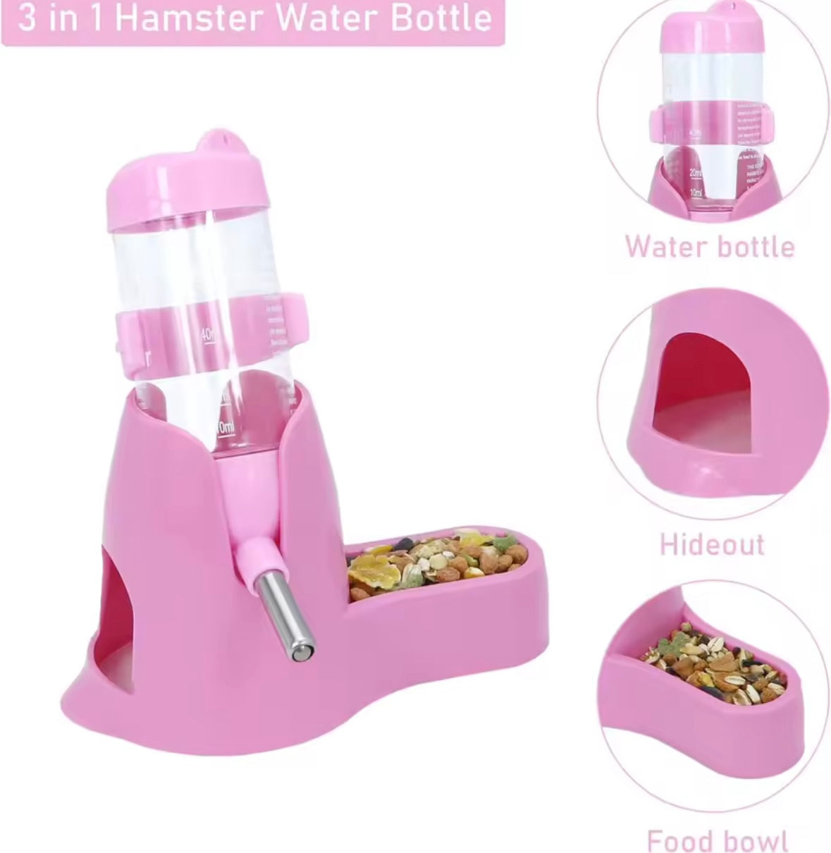 HamHydra 3-in-1 Hamster Water Bottle