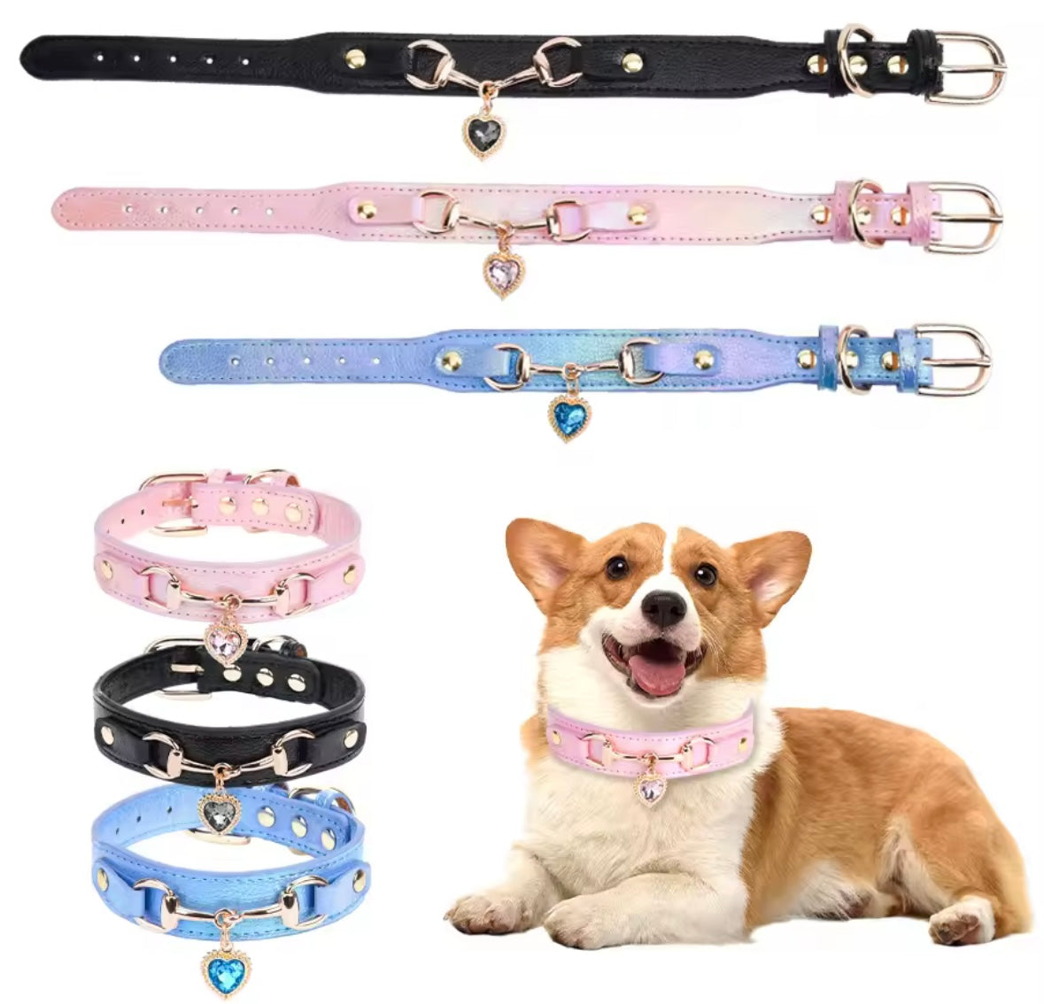 CrystalPaw Leather Collar