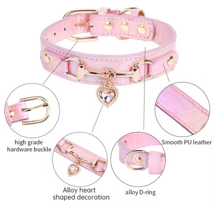 CrystalPaw Leather Collar