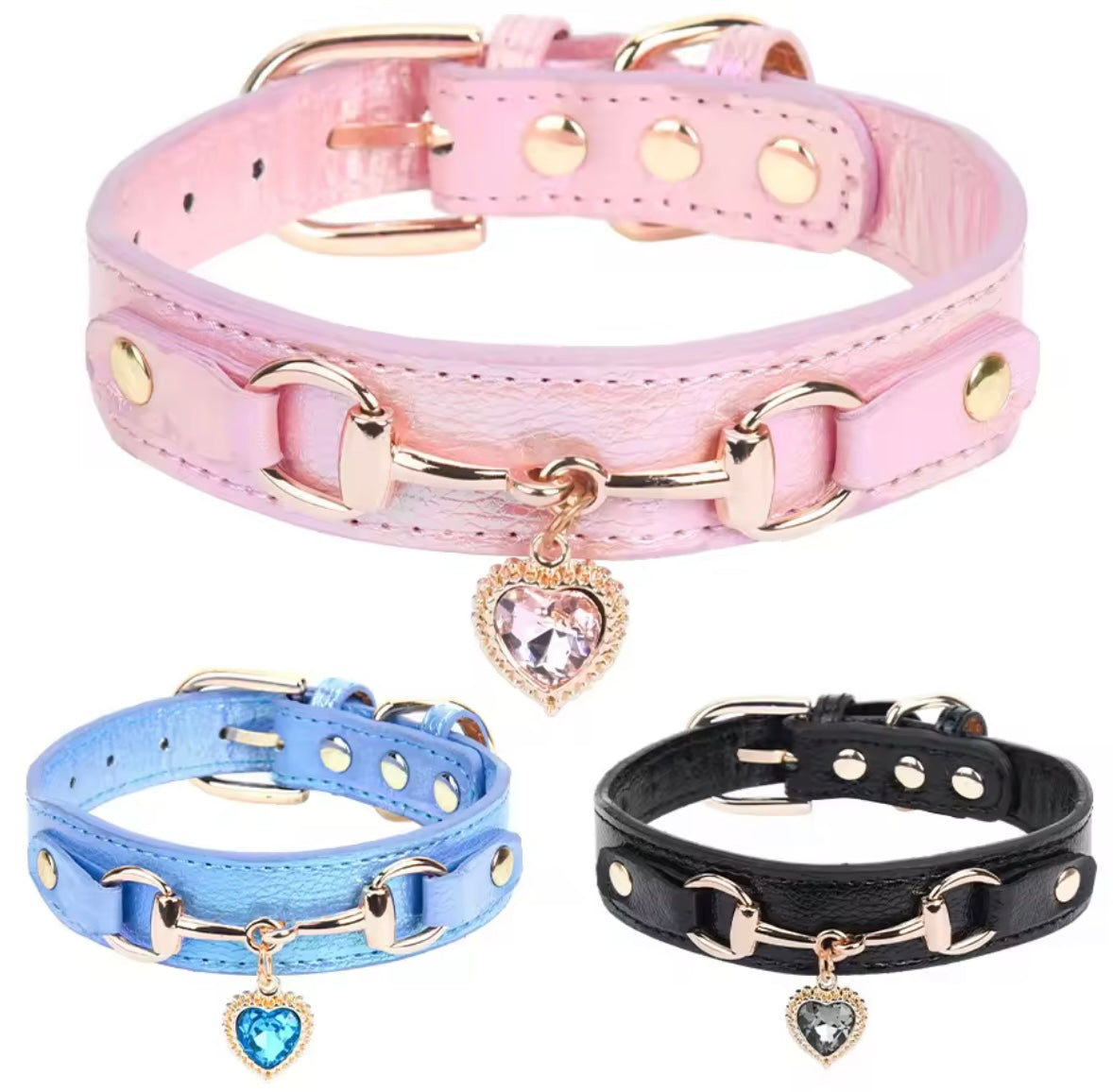 CrystalPaw Leather Collar