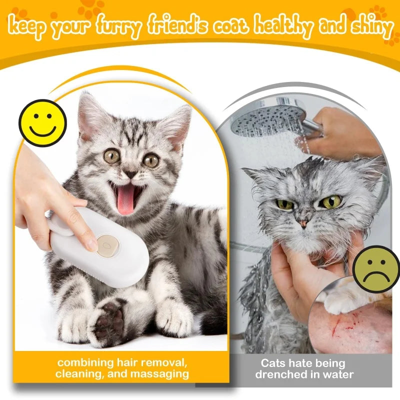 3-in-1 Electric Steam Pet Grooming Brush